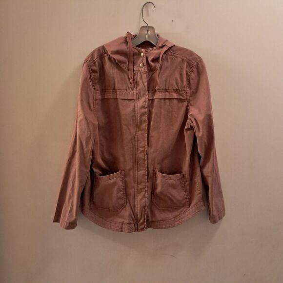 SO Sonoma Jacket Women's Large L Pink Cotton Utility Dusty Rose Chore Stretch - Picture 1 of 10